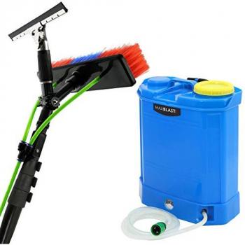 Mochila de Agua 16L con Pértiga Telescópica de 9,1 Metros para Limpieza Profesional de Ventanas y Coches