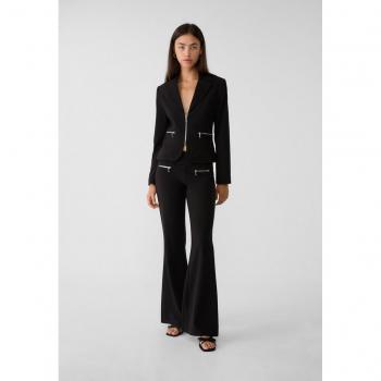 Stradivarius Flared Low-Rise Smart Trousers Black 10/14
