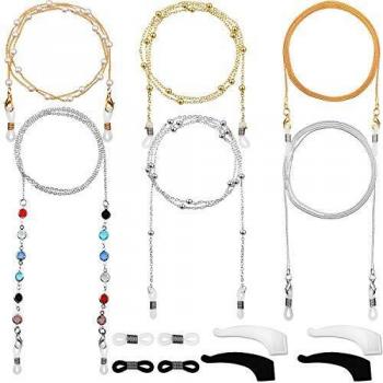 6 Piezas Cadenas de Gafas Retenedor de Gafas Elegante Correa de Gafas Soporte de Cuerda de Gafas con Cuentas