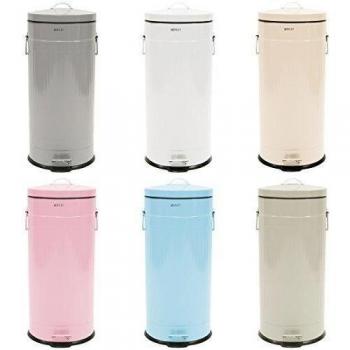 CUBO DE BASURA CON PEDAL RETRO DE 30 L PARA COCINA - ROJO AGUA NEGRO BLANCO CREMA