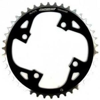 MSC Bikes MSC CNC Alu7075 4 mm 4Brazos 104 mm 42D - Plato de Ciclismo, Color Negro