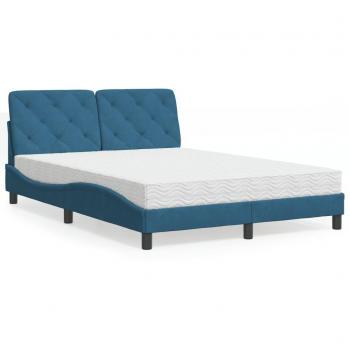 Cama con colchón azul terciopelo 120x200 cm Vidaxl Azul