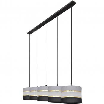 Lámpara colgante Helam Helen gris-negro-oro 5 luces 115cm