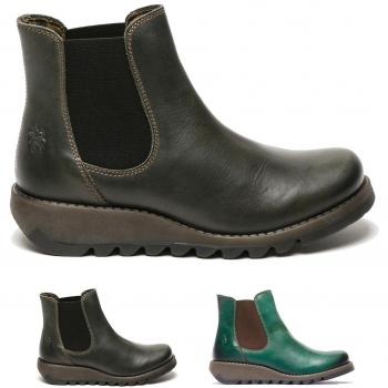 Fly London Salv Leather Women's Slip-on Wedge Ankle Boots
