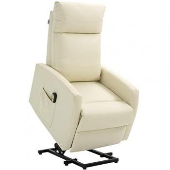 HOMCOM Sillón Levanta Personas Eléctrico Reclinable 145° con Control Remoto y Reposapiés para Personas Mayores, Dimensiones: 67x95x105 cm, Color Crema