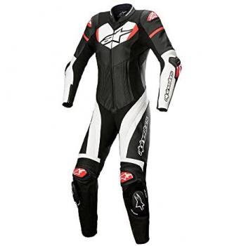 Mono de cuero Alpinestars Stella GP Plus para damas - Negro-Blanco-Rojo (talla 48)