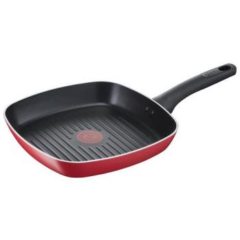 Grill Antiaderente Lagostina 26x26 cm, Inducción y Gas, Aluminio con Recubrimiento Titanium, Manico Fijo y Termo-Signal