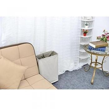 Ihomagic - cesta de lavandería plegable con ruedas, tela, beige, delgado