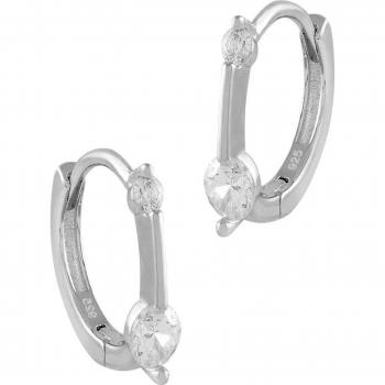 Pendientes criollas Mini de plata con dos circonitas blancas