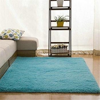 Ultra suave para interiores Morden Shaggy área alfombra almohadillas antideslizante alfombrillas para salón salón dormitorio decoración del hogar, polipropileno, azul, 80*120cm