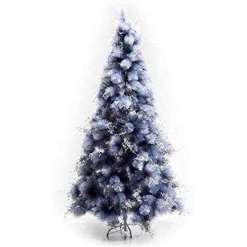 HOMCOM Árbol de Navidad 210cm Artificial Árbol de Pino Decoración Navideña con Piezas de Decoración 499 Ramas Gris Metal Pet