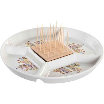 Set de Aperitivo Gres Bambú 23,5x23,5x7 Casitas