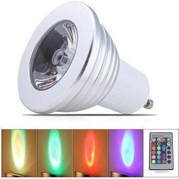 Mengjay GU10 3W Ahorro De Energía RGB Multi Colores Led Color Cambiar RGB Bombilla Mando Iluminación para El Hogar RGB LED GU10