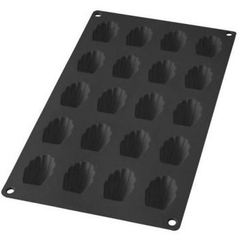 Lékué Magdalenas multicavidad Molde Gourmet Mini-Concha CAV Negro, Silicona, 20 cavidades