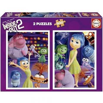 Puzzle Educa Borras Inside Out 2 - 2 Puzzles de cartón, cada uno con 500 piezas, imágenes de la película Inside Out 2, diversión para mayores de 14 años