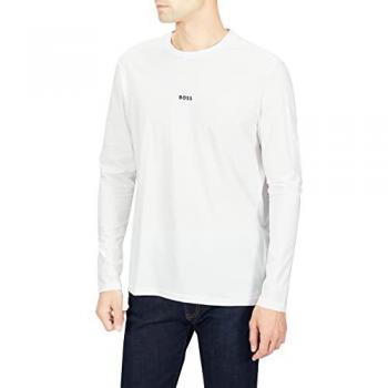 Camiseta de Manga Larga BOSS TChark Regular Fit Algodón Stretch Blanca XL para Hombre