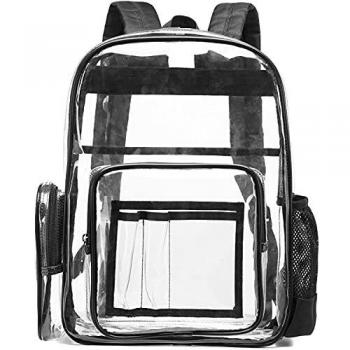 SPEEDEVE Mochila Transparente Mochila De PVC Impermeable para Viajes De Trabajo Escolar,Negro,M