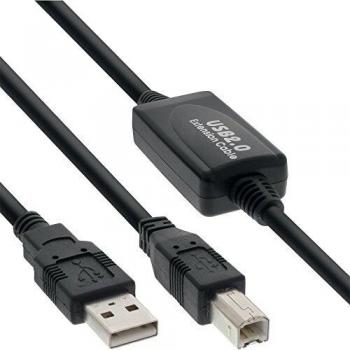 Cable USB 2.0 A-B Activo de 10m con Amplificación de Señal, Alta Velocidad, Negro