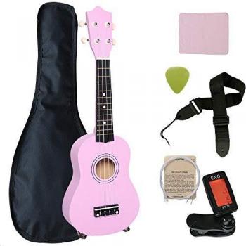 JIAN YA NA Principiante Ukelele 21 pulgadas Hawaiian Uke Mini Guitarra Starter Kit con funda, cuerdas, afinador, selección