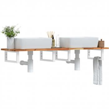 Estante de lavabo de pared acero y madera maciza de acacia Vidaxl Marrón