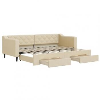 Sofá cama nido con cajones tela color crema 80x200 cm