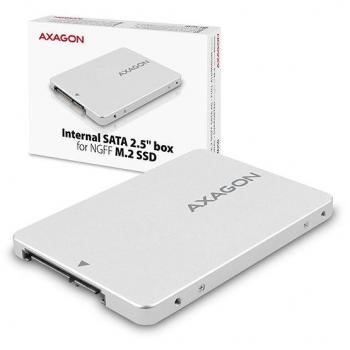 AXAGON 2.5 SATA to M.2 SSD Enclosure, Aluminum Body, Up to 80mm, Factory Sealed