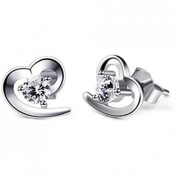 B.Catcher Pendientes Mujer Plata de Ley 925 corazón ''Amor eterno'' con Para Regalo San Valentín Originales