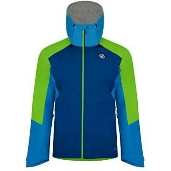 Dare 2b Aline Chaqueta ligera repelente al agua y transpirable con capucha para hombre, Hombre, Chaqueta, DMW443, Azul gasolina/verde jazmín, M