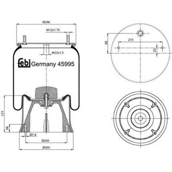 Fuelle de suspensión neumática FEBI BILSTEIN 45995, tipo: boot, características: diseñado para sistemas de suspensión neumática, fabricado con materiales de alta calidad para resistencia y durabilidad, compatible con varias marcas y modelos de