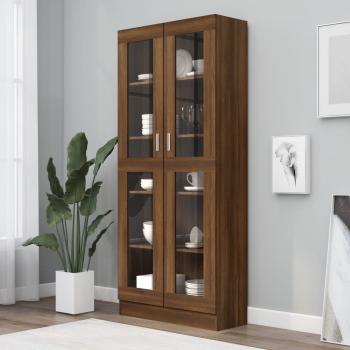 Vitrina de madera contrachapada color roble marrón 82,5x30,5x185,5 cm