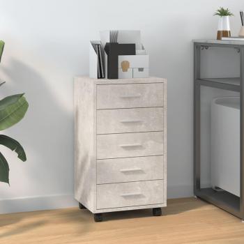 Cajonera de múltiples capas con ruedas de madera contrachapada gris hormigón