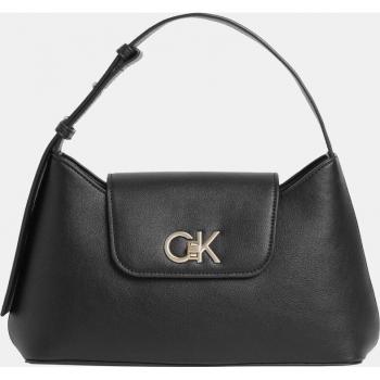 Calvin Klein Jeans RE-LOCK SHOULDER BAG MD Women's Shoulder Bag in Black, Black Polyester Handbag, Size: ONE SIZE, Adjustable Handle