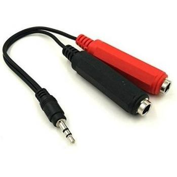Maxhood 3,5 mm (Mini) 1/8 TRS estéreo macho a 2 Dual 1/4 Inch 6.35 mm Mono TS hembra Y Splitter Cable 20 cm/200 mm (35 m-2 X 635fm)