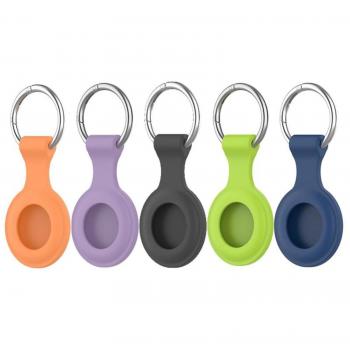 Juego de 5 fundas de silicona para AirTags - Colores variados (negro, azul, verde, naranja, morado)
