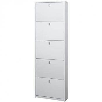 Zapatero Slim 5 Puertas Fresno Blanco 63x18x190 cm
