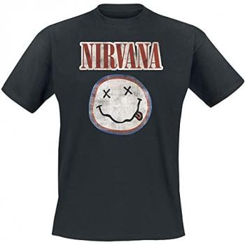 Nirvana Distressed Logo Black T-Shirt for Men - Sizes S to XXL