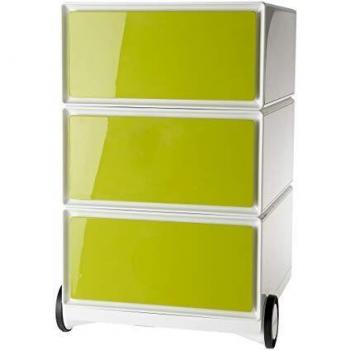 Contenedor rodante easyBox® 3 cajones blanco y verde 39 x 43,6 x 64,2 cm