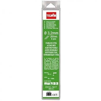 Telwin 802624 Electrodos rutiles en acero inoxidable para soldar, 8 piezas, D. 3.2 mm