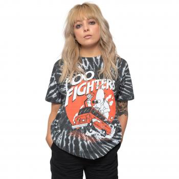 Foo Fighters Speeding Bus Tie-Dye Black T-Shirt Medium