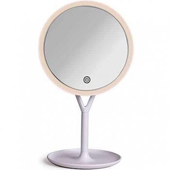 LIVOO DOS183 - Espejo de maquillaje con LED redondo - Espejo de pie iluminado para maquillarse - Espejo con iluminación - Espejo cosmético con aumento