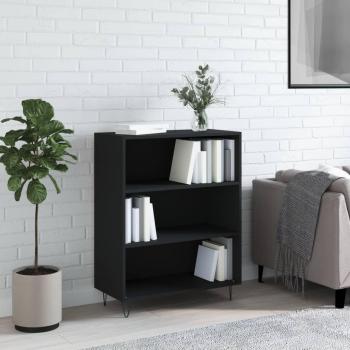 Estantería de madera de ingeniería negra 69,5x32,5x90 cm