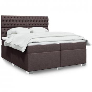 Cama box spring suave con colchón marrón oscuro 200x200 cm Tela Vidaxl