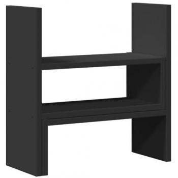 Organizador de Escritorio Ajustable Negro 40x17x41 cm Madera de Ingeniería
