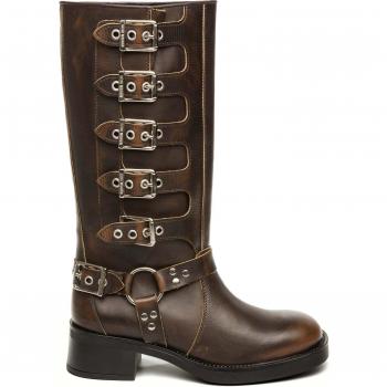 Steve Madden Women's Battle Boots Brown Leather