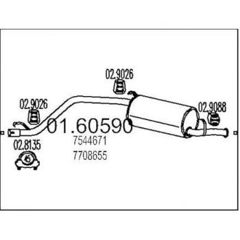 Silenciador Trasero MTS 01.60590 para FIAT, LANCIA y AUTOBIANCHI