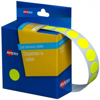 Avery Fluoro Yellow 14mm Self-Adhesive Round Labels