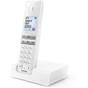 Philips D4601W - Teléfono inalámbrico elegante con manos libres, identificación de llamadas entrantes, configuración fácil, sonido puro y claro, blanco