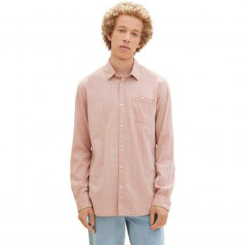 Camisa de hombre regular fit de manga larga con estampado geométrico color salmón