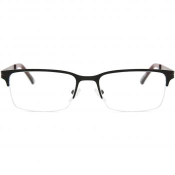 SmartBuy Collection Rectangle Semi Rimless Metal Men's Prescription Glasses - Black, Size 54, Blue Light Block Available, Free Lenses