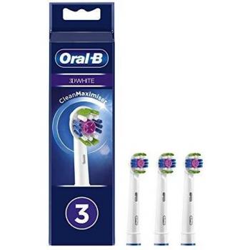 Oral-B 3D White Electric Toothbrush Replacement Brush Heads with CleanMaximiser, Pack of 3